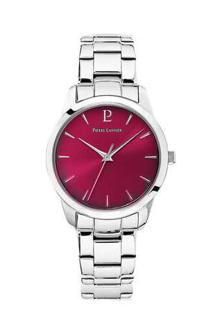 Stalen Quartz Horloge Roxane - Zilverkleurig en Bordeauxrood