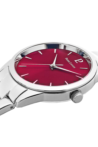 Stalen Quartz Horloge Roxane - Zilverkleurig en Bordeauxrood
