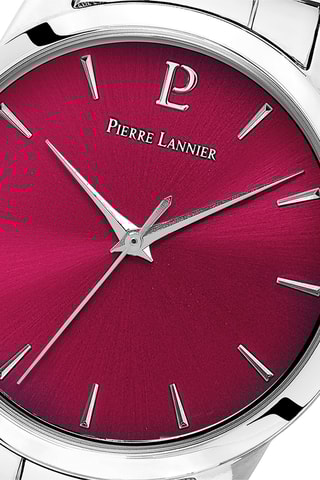 Stalen Quartz Horloge Roxane - Zilverkleurig en Bordeauxrood