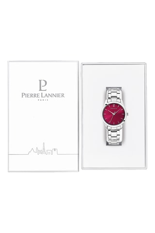 Stalen Quartz Horloge Roxane - Zilverkleurig en Bordeauxrood