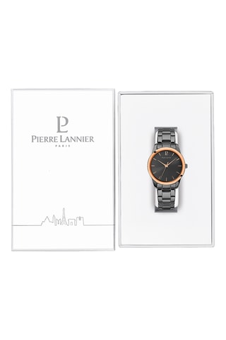 Stalen Quartz Horloge Roxane - Antraciet en Roségoudkleurig
