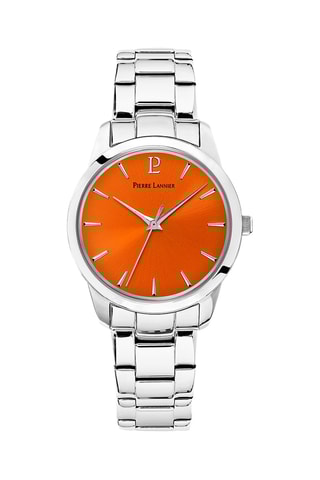 Stalen Quartz Horloge Roxane - Zilverkleurig en Oranje