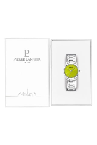Stalen Quartz Horloge Roxane - Zilverkleurig en Lichtgroen