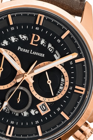 Montre à quartz en cuir Sentinelle - Chronographe - Marron et doré rose