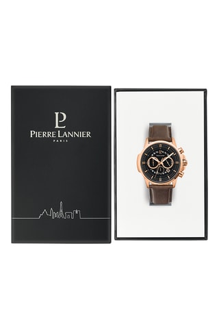Montre à quartz en cuir Sentinelle - Chronographe - Marron et doré rose