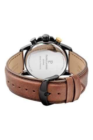 Montre à quartz en cuir Sentinelle - Chronographe - Marron et noir