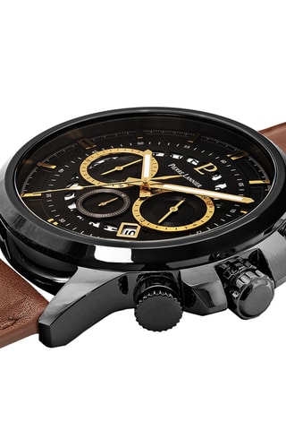 Montre à quartz en cuir Sentinelle - Chronographe - Marron et noir