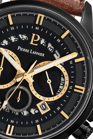 Montre à quartz en cuir Sentinelle - Chronographe - Marron et noir