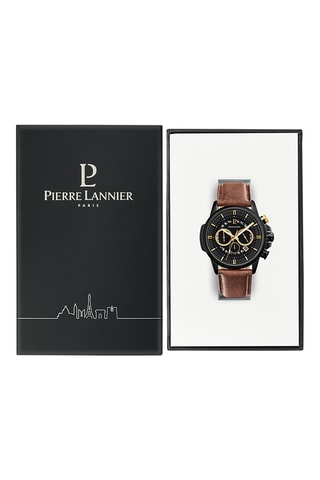 Montre à quartz en cuir Sentinelle - Chronographe - Marron et noir