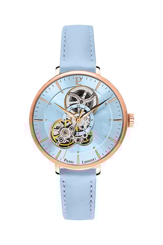 Leren Automatisch Horloge Mélodie - Lichtblauw en Roségoudkleurig