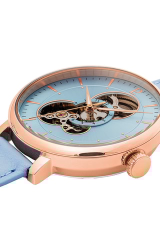 Leren Automatisch Horloge Mélodie - Lichtblauw en Roségoudkleurig