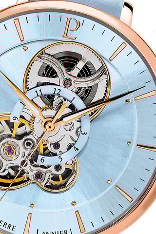 Leren Automatisch Horloge Mélodie - Lichtblauw en Roségoudkleurig