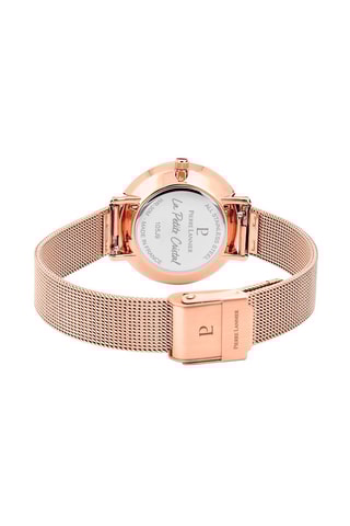 Stalen Quartz Horloge versierd met Swarovski Kristallen Petite Cristal - Roségoudkleurig en Wit