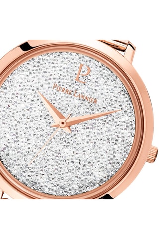 Stalen Quartz Horloge versierd met Swarovski Kristallen Petite Cristal - Roségoudkleurig en Wit