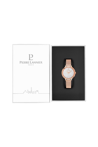 Stalen Quartz Horloge versierd met Swarovski Kristallen Petite Cristal - Roségoudkleurig en Wit