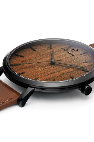 Montre à quartz en cuir Nature Marron foncé et noir