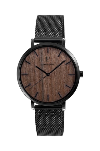 Stalen Quartz Horloge Nature Zwart en Lichtbruin
