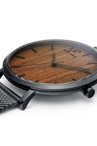 Stalen Quartz Horloge Nature Zwart en Lichtbruin