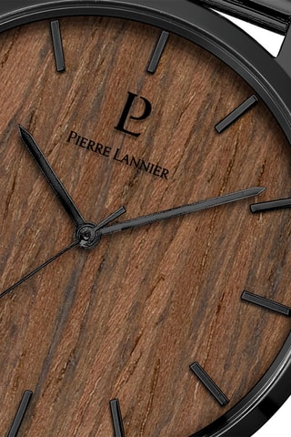Stalen Quartz Horloge Nature Zwart en Lichtbruin
