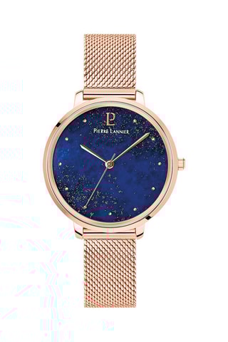 Stalen Quartz Horloge Elara  
Roségoudkleurig en Blauw