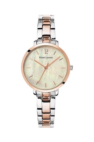 Stalen Quartz Horloge Aura  Zilverkleurig en Roségoudkleurig
