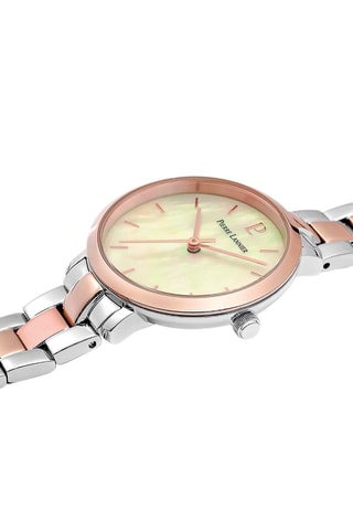 Stalen Quartz Horloge Aura  Zilverkleurig en Roségoudkleurig