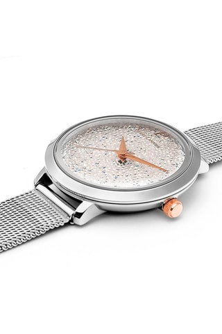 Stalen Quartz Horloge versierd met Swarovski Kristallen Petite Cristal - Zilverkleurig