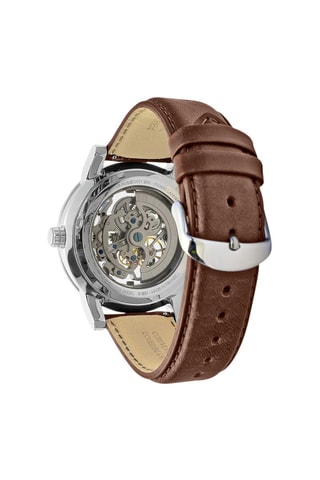 Montre automatique en cuir Automatic - Marron et argenté
