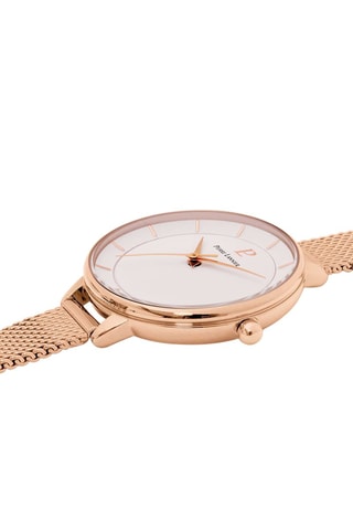 Stalen Quartz Horloge Délice - Wit en Roségoudkleurig