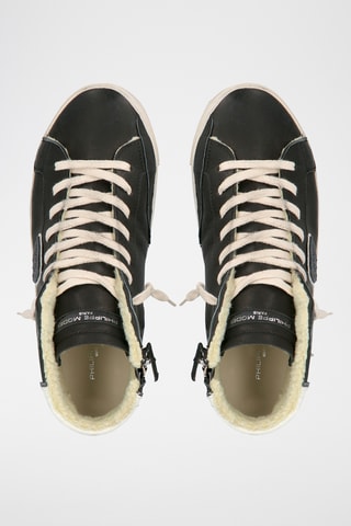 Hoge Leren Gevoerde Sneakers PRSX - Zwart