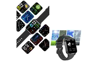 Montre connectée en cuir F100 - Compatible Android et iOS