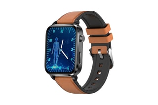 Montre connectée en cuir F100 - Compatible Android et iOS