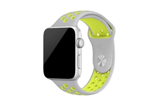 Bracelet en silicone compatible Apple Watch 38/40 mm - Blanc et vert anis