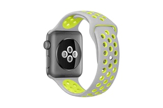 Bracelet en silicone compatible Apple Watch 38/40 mm - Blanc et vert anis