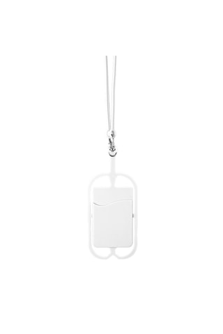Cordon pour smartphone en silicone avec porte-carte - Blanc