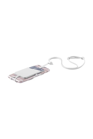 Cordon pour smartphone en silicone avec porte-carte - Blanc