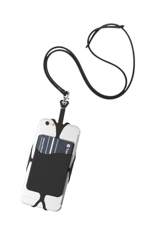 Lanière en silicone Veltux pour smartphone avec porte-cartes - Noir