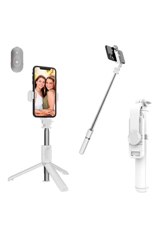 Perche à selfie avec trépied extensible - Blanc