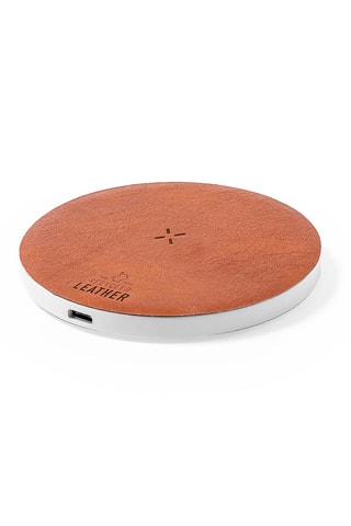 Chargeur sans fil en cuir - Marron