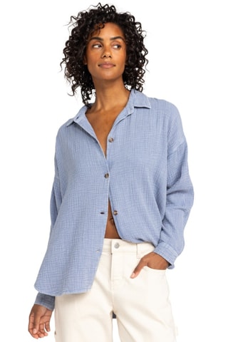 Velours Blouse Boyfriend- Hemelsblauw - Roxy