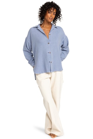 Velours Blouse Boyfriend- Hemelsblauw - Roxy