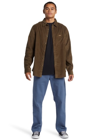 Velours Overhemd Regular Fit - Bruin
