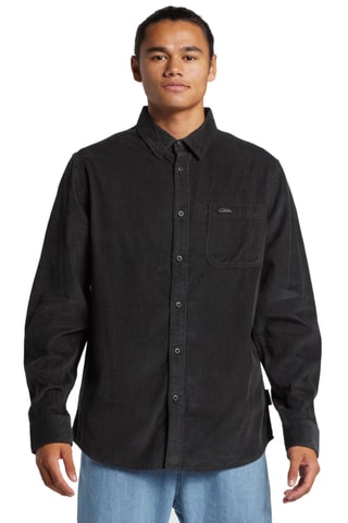 Velours Overhemd Regular Fit - Zwart