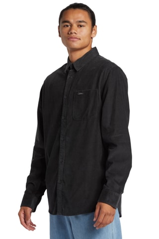 Velours Overhemd Regular Fit - Zwart