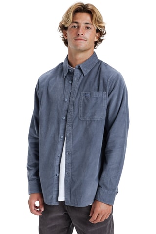 Velours Overhemd Regular Fit - Donkergrijs