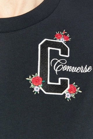 Cropped T-shirt Floral Embroidery - Zwart - Converse