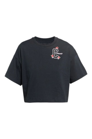 Cropped T-shirt Floral Embroidery - Zwart - Converse