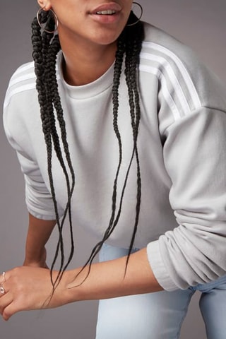 Korte Trainingssweater Three Stripes - Lichtgrijs - Adidas