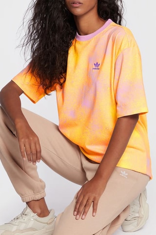 T-shirt Tie and Dye - Geel en Lichtpaars - Adidas