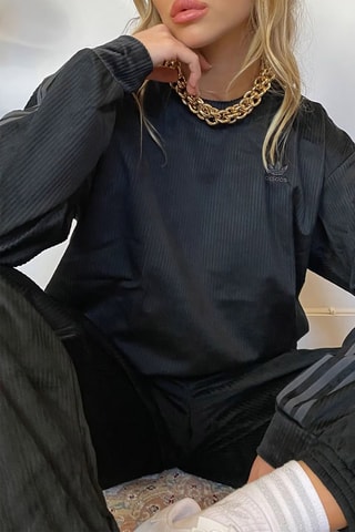 Velours Sweater met Capuchon Comfy Cords - Zwart - Adidas